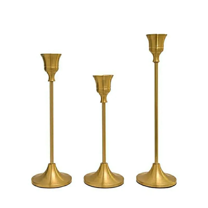 Set of 3 Vintage Elegant Metal and Aluminum Tabletop Candle Holders, Suitable for Wedding Anniversary, Home and Hotel Decoration Oasis Select