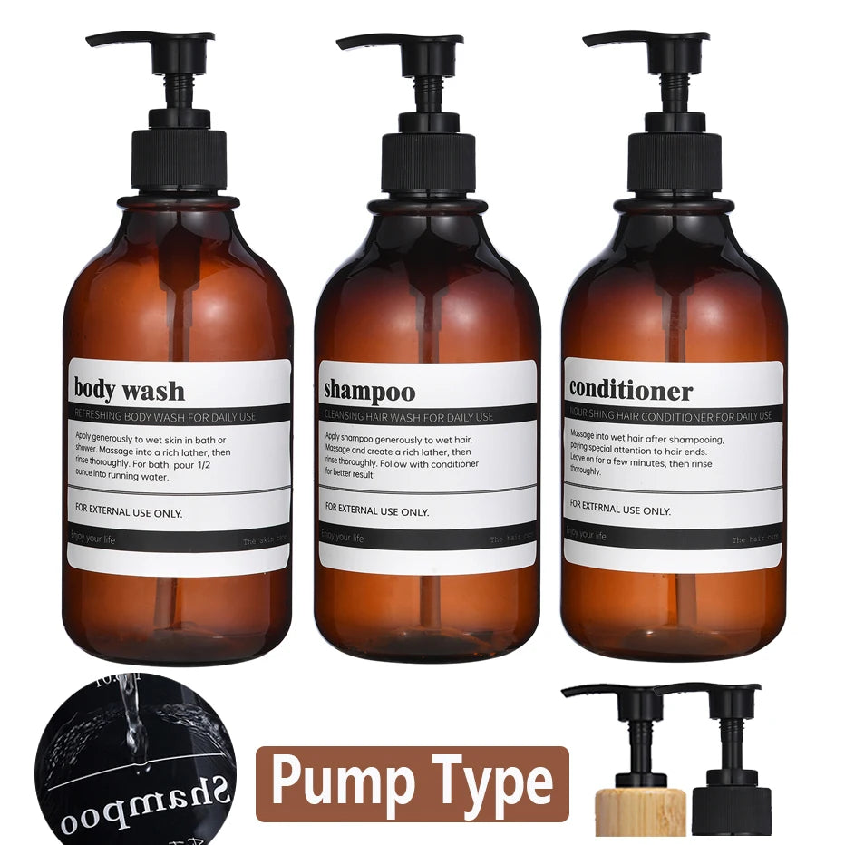 Shampoo and Conditioner Dispenser Reusable Shower Gel Bottle White Refillable Apothecary Dispenser Bottle for Bathroom&Kitchen Oasis Select