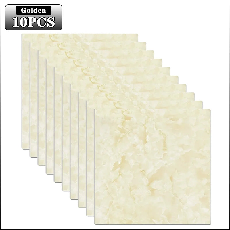 10-40PCS Marble Style Self-adhesive Floor Stickers Thickened Wear-resistant PVC Flooring Mats for Household Use Easy To Install Oasis Select Golden-10PCS
