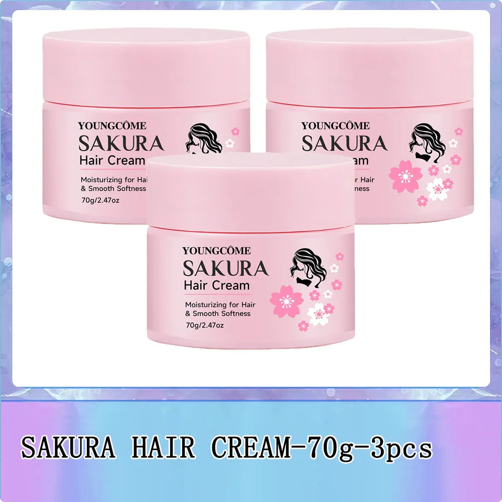 Sakura Hair Cream – Keratin & Argan Oil | Frizz Control & UV Care Hair Treatment Cream Oasis Select 70g-3pcs