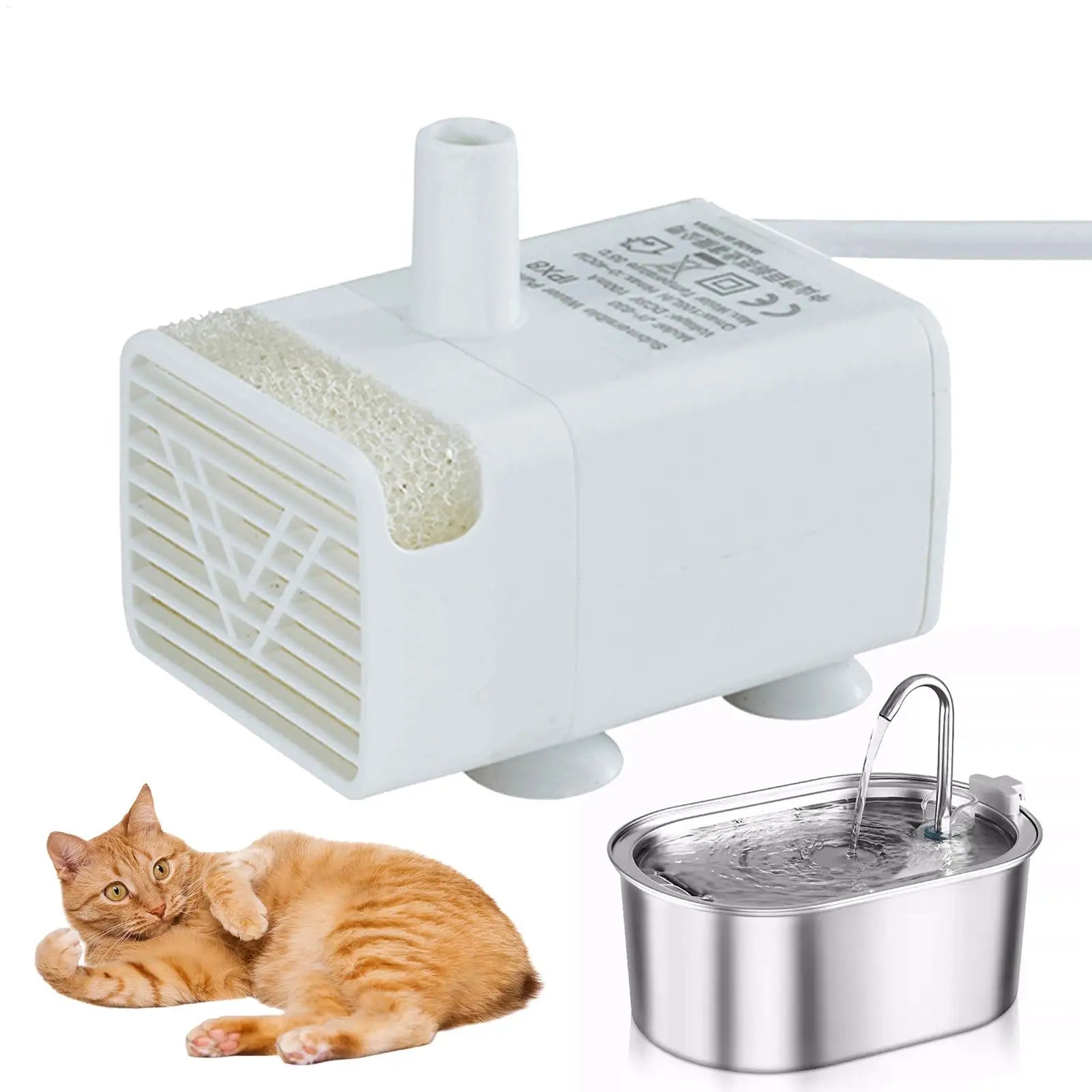 Pet Water Fountain Pump Cat Fountain Replacement Pump Quiet Feeding Supplies for Drinking Dispenser Travel Indoor Home Apartment Oasis Select