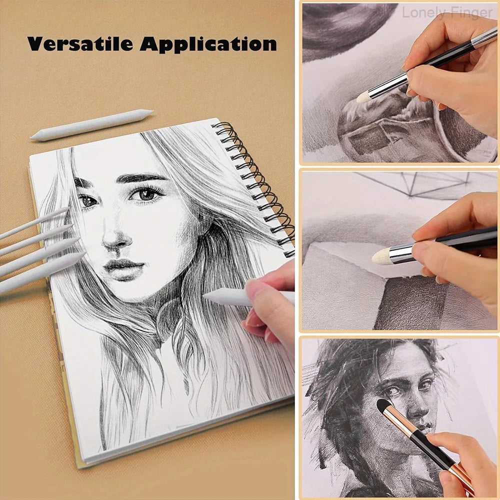 9pcs Blending Stumps, Blending Sponge Pens and Sandpaper, Washable & Reusable, Tortillions Paper Art Blenders for Student Artist Oasis Select