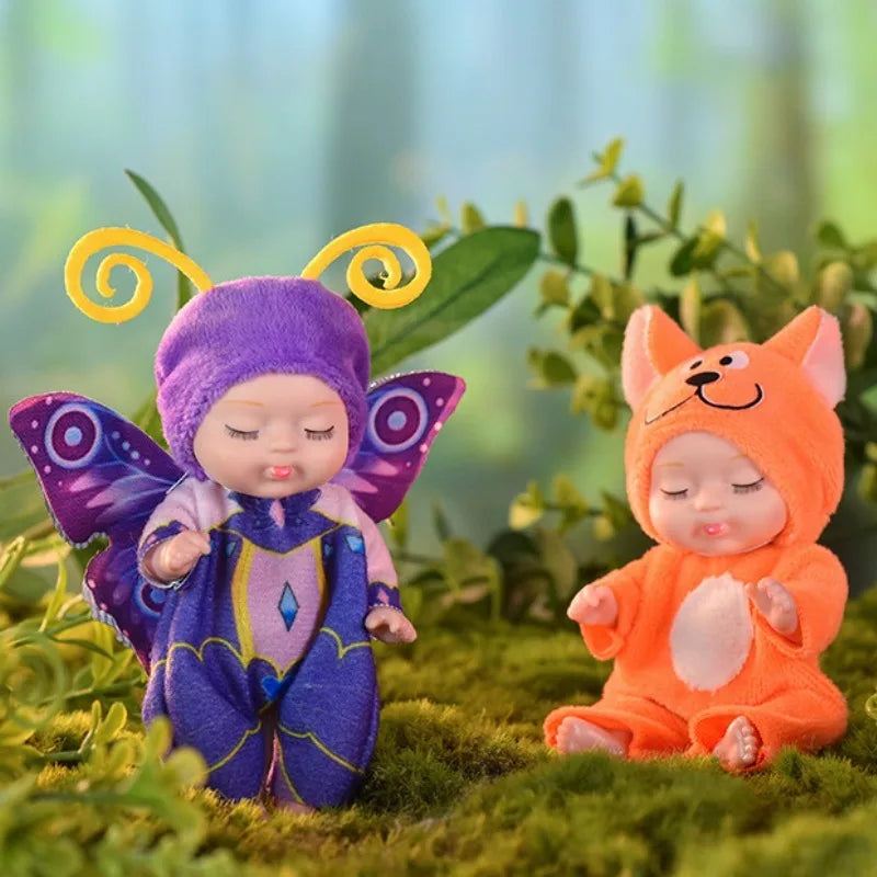 Sleeping Mini Reborn Baby Dolls Lifelike Cute Adorable Dolls with Butterfly Fox Sunflower Outfits Playset Kids Gift Toy Oasis Select
