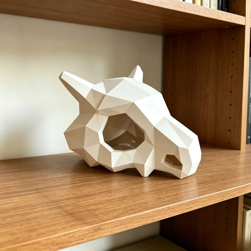 3D Printed Geometric Skull Figurine Stylish Low Poly Head Ornament Minimalist Desktop Bookshelf Statue Home Tabletop Decoration Oasis Select