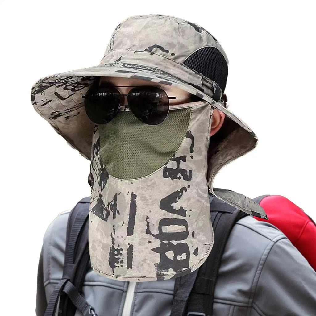 UV Protection Hat Hiking Hat with Face Cover and Neck Flap Detachable UPF50 Cap Breathable Bucket Cap For Fishing Backpacking Oasis Select