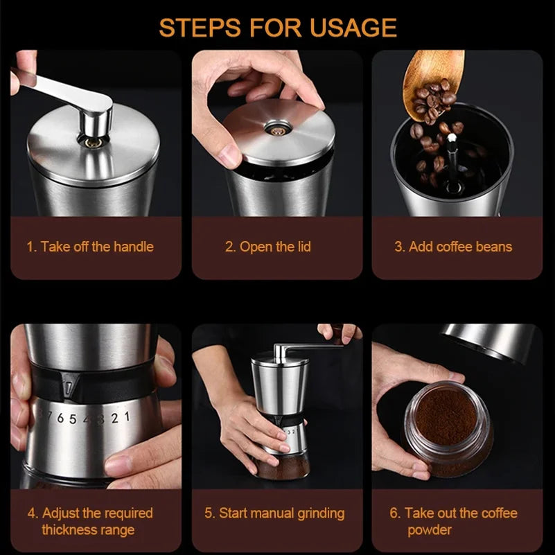 Manual Ceramic Coffee Grinder – Adjustable Hand Crank Mill