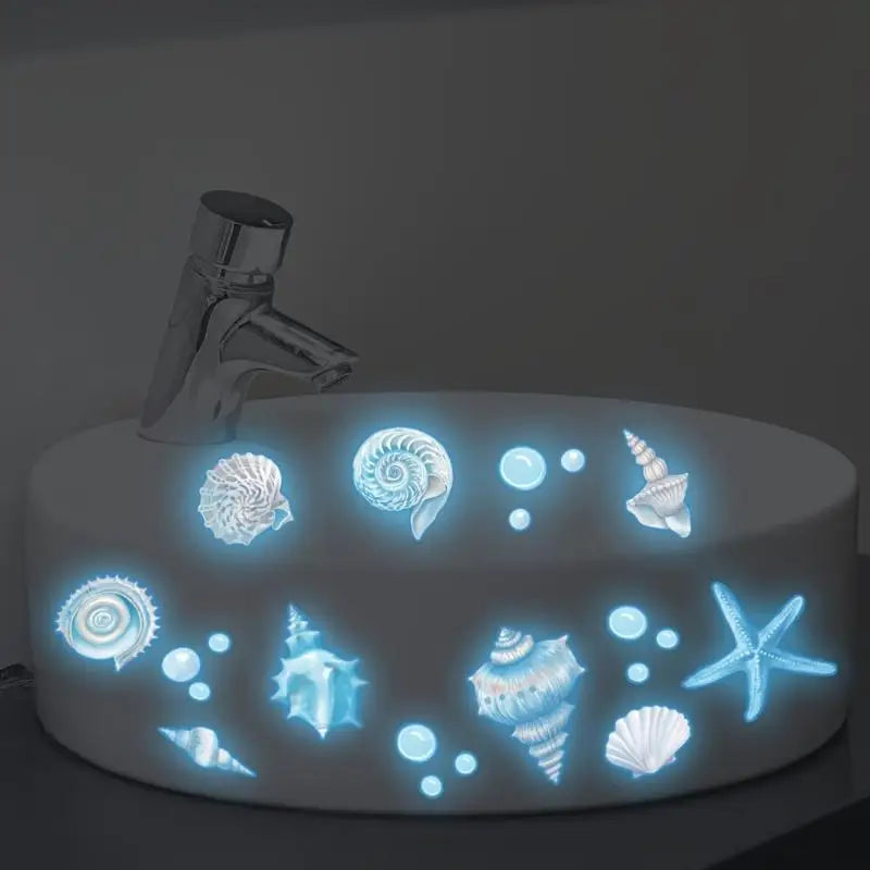 Glow In The Dark Sink Stickers Luminous Glass Stickers Washbasins Stickers Toilet Sticker Self-adhesive Removable Home Decor Oasis Select A4