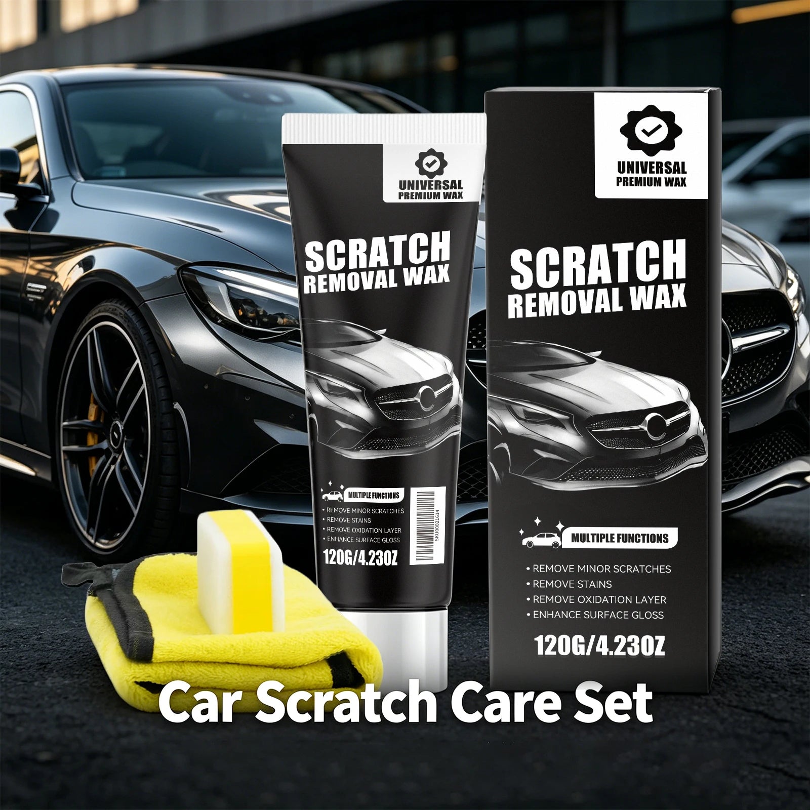 Car Scratch Removal Wax Set Remove Stain Car Scratch Repair Restores Car Paint Shine Automobile Surface Cleaning Care Tool Oasis Select