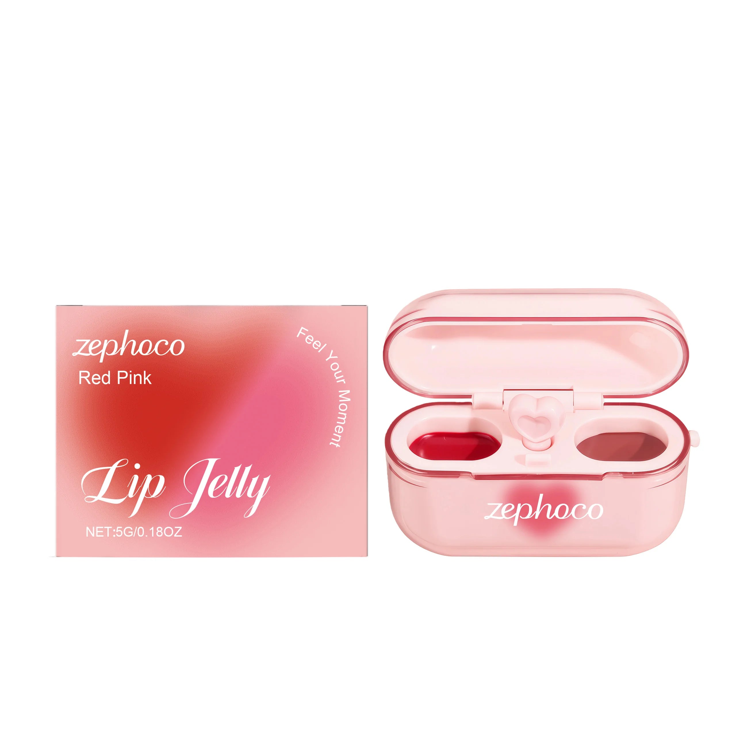 Earphone Case Long-Lasting Moisturizing Two-Tone Jelly Lip Gloss Shiny Delicate Soft Natural Smooth Multi-Functional Lip Makeup Oasis Select Red ang Pink