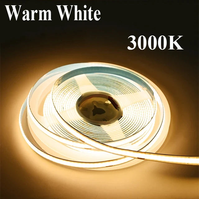 12V 24V COB Flexible Tape Diode LED Strip Lights 320LEDs/M 12V 0.5m 1m 2m 3m 4m 5m RA90 Not Waterproof Nature White Warm White Oasis Select 3000K Warm White 320 LEDs DC 12V|2m