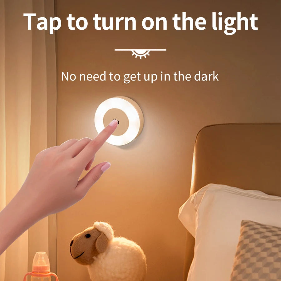 LED Night Light USB Rechargeable Night Lamp 3 Color Dimmable Wall Lamp Wireless Bedroom Kitchen Cabinet Wardrobe Staircase Lamp Oasis Select