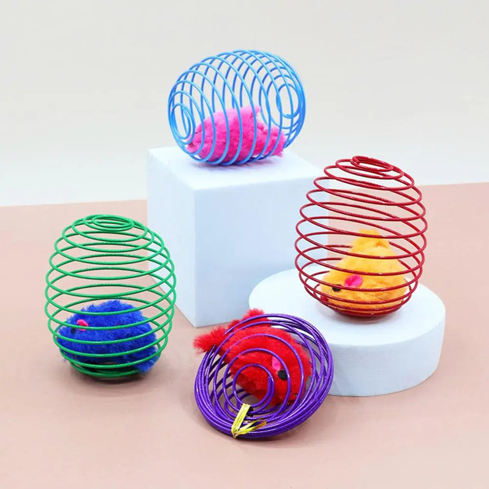 Cat Toy Balls Funny Stretchable Springs Toys Interactive Caged Rats Rolling Cat Balls Random Color Cat Mouse Toy Cat Accessories Oasis Select