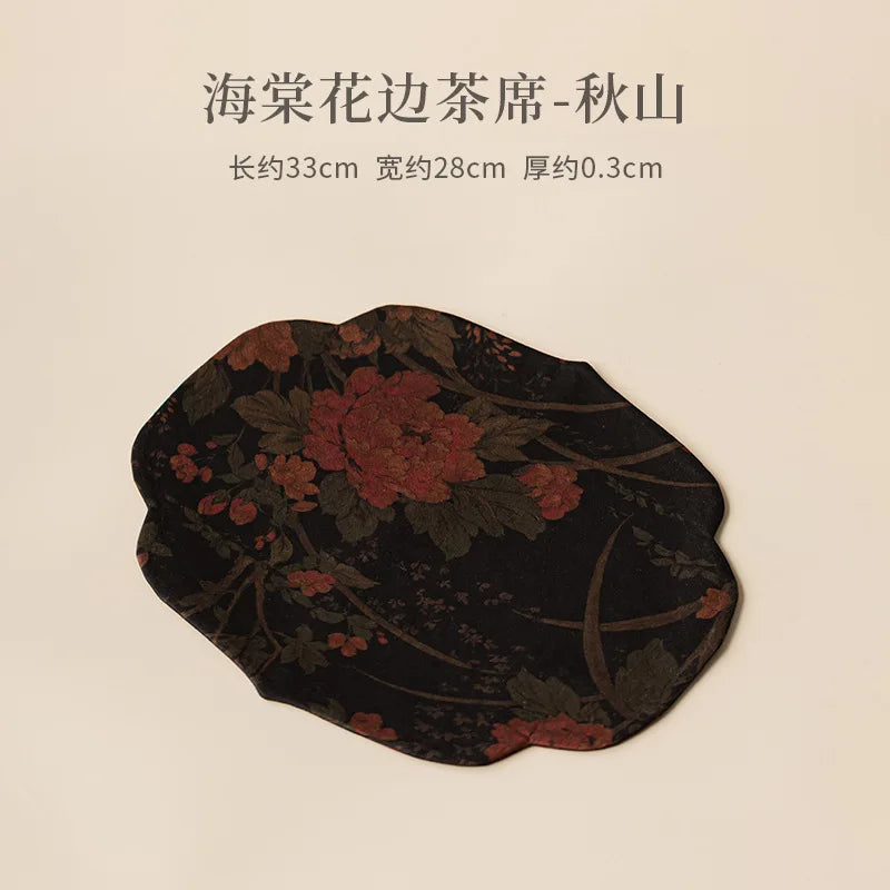 Chinese Style Begonia Edge Tea Mat Zen Dry Bubble Mat Heat Insulation Tea Pad Tablecloth Tea Towel Tea Flag Tea Set Oasis Select - Autumn Mountain