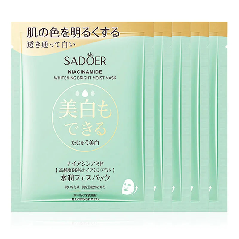 SADOER Nicotinamide Face Masks – Brighten & Hydrate (5/10pk) Brightening Sheet Mask Oasis Select 5pcs