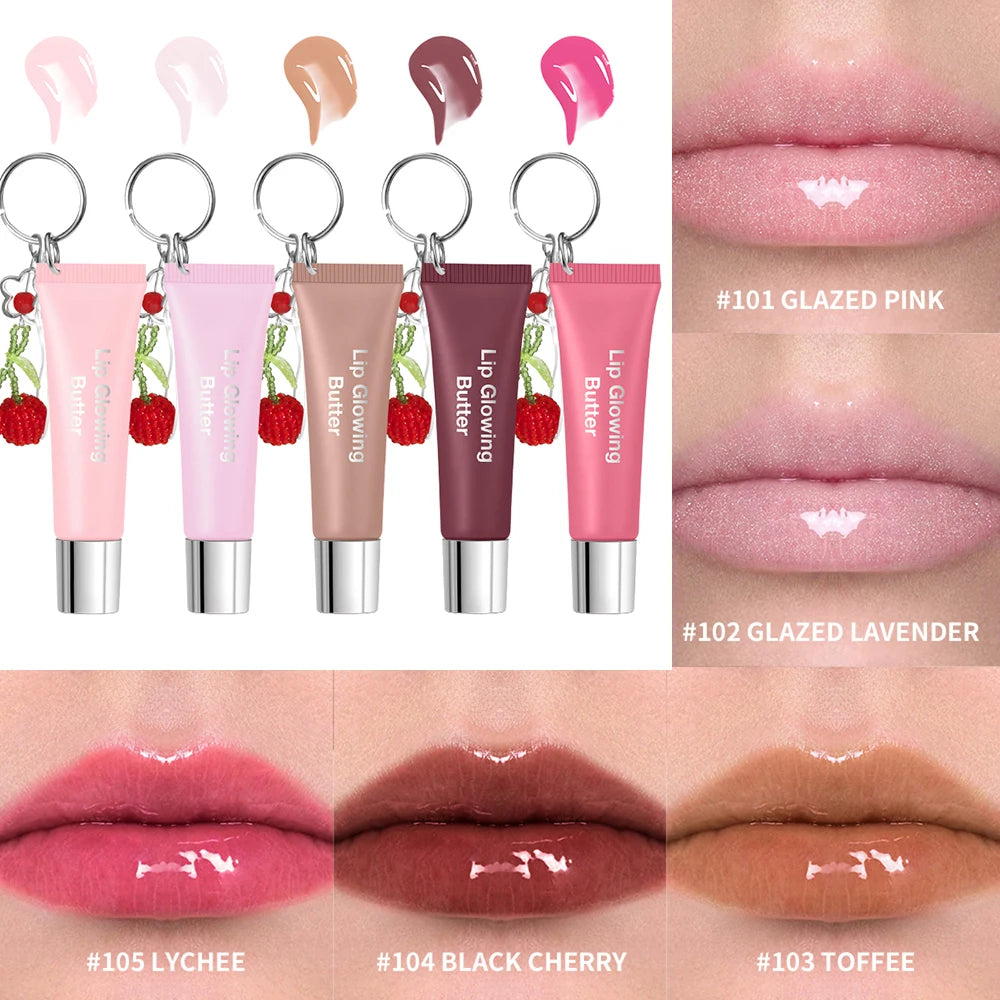 Lip Gloss With Keychain Long Lasting Moisturizing Nourish Hydrating Lip Care Cosmetics Plumping Lip Glowing Butter Woman Makeup Oasis Select