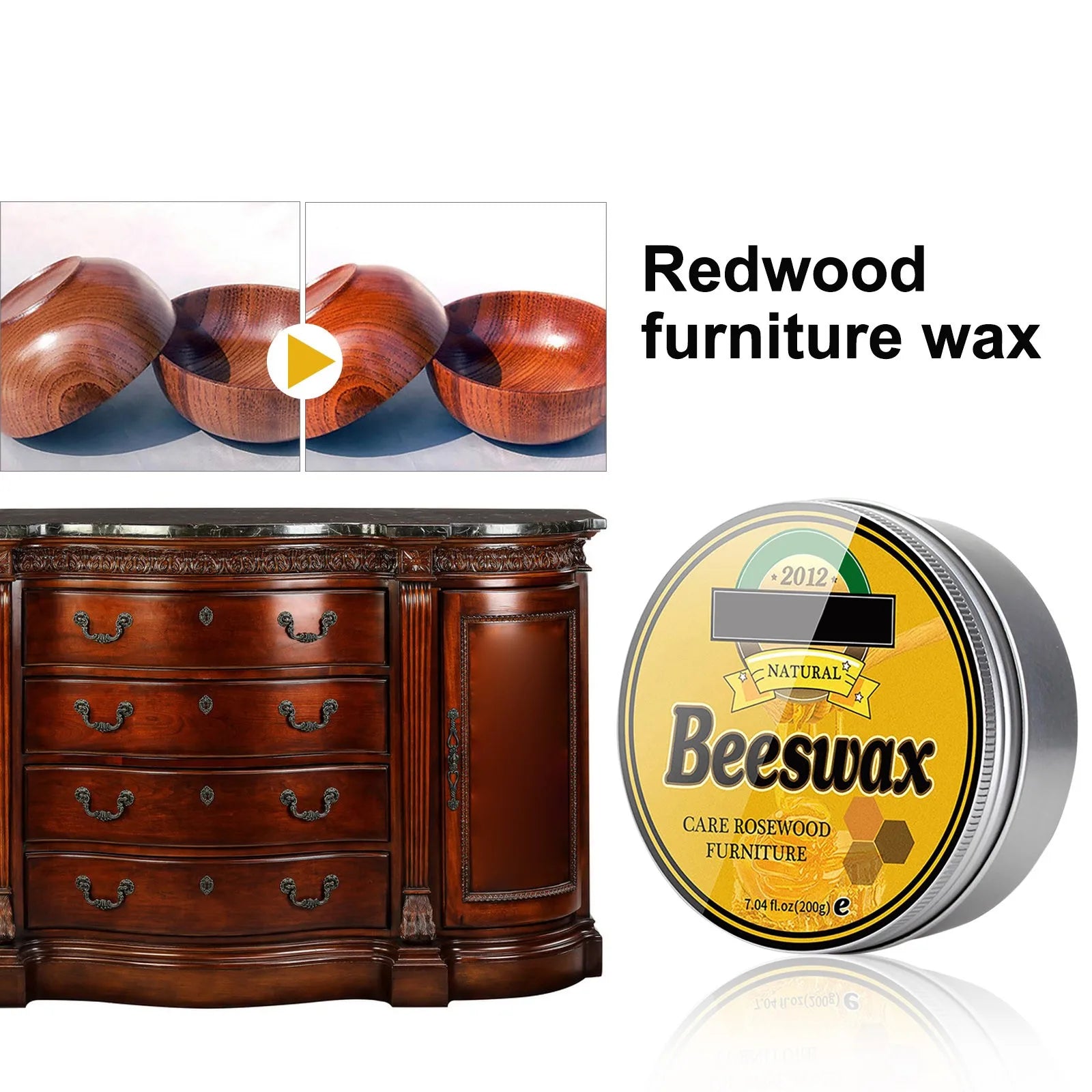 Furniture Polishing Beeswax Natural Wood Seasoning Beeswax Polishing Beewax Waterproof Wood Wax Polish Wooden Floor Care Bee Wax Oasis Select YELLOW