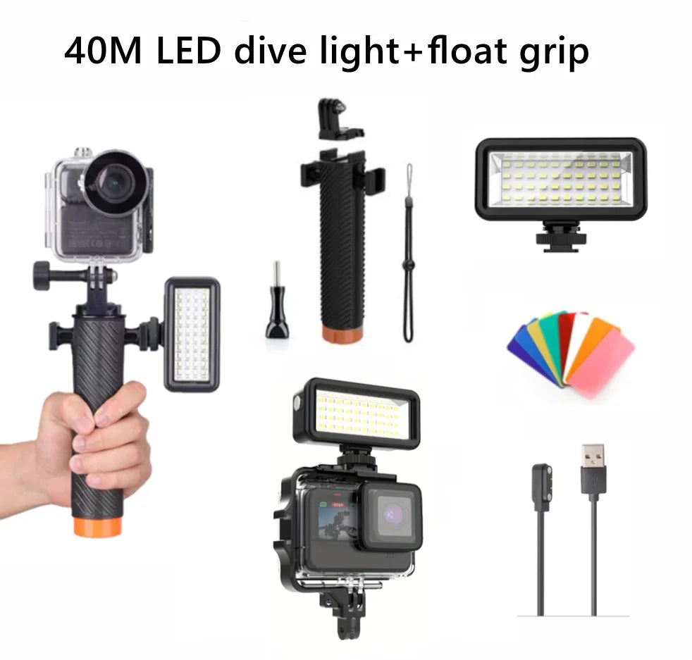 40M Waterproof Underwater LED Fill Light for GoPro & DJI