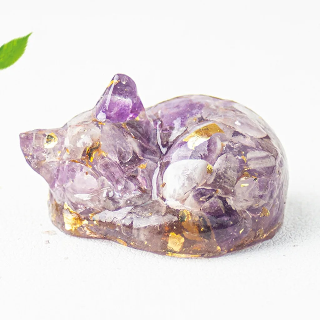 Shaped Decoration Compact Sleeping Figurine Resin Statue Modern Animal Decorative Figurine For Bedroom Study Home Oasis Select Purple