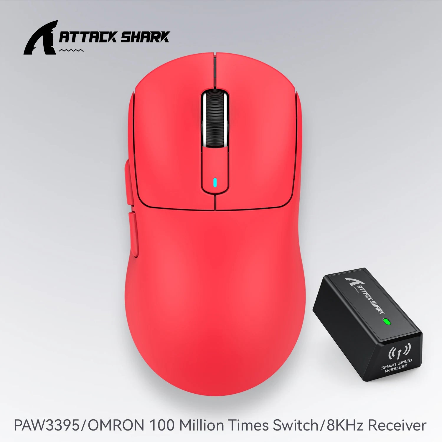 ATTACK SHARK X3 PRO 8K Mouse Wireless 8000Hz PAW3395 Sensor 59g Lightweight Tri Mode 2.4G BT5.2 Wired 26000DPI 68H Battery Oasis Select X3pro Red