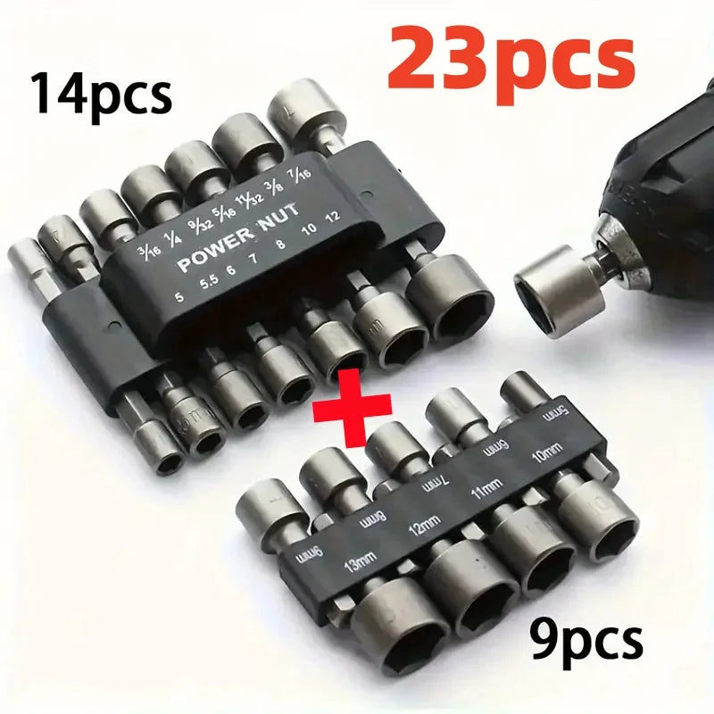 SLADE 9/14/23-Pc Hex Nut Driver Socket Set – 5–13mm CRV Bits Nut Driver Socket Set Oasis Select GZ183-23pcs