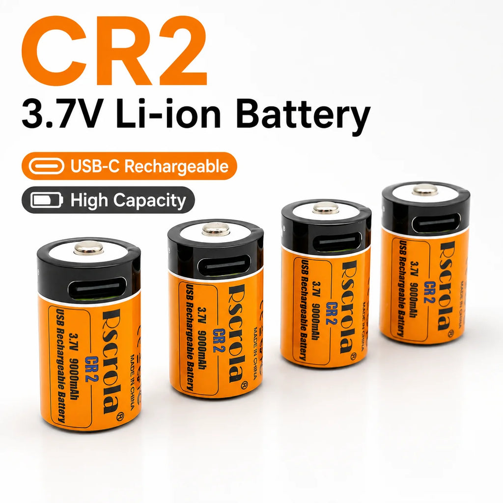 CR2 USB-C Rechargeable Battery 3.7V 9000mAh Li-ion High Capacity Battery for Camera Flashlight Sensor Security Devices Camera Oasis Select