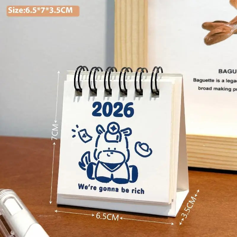1Pcs Cartoon Portable Coil Monthly Calendar Planner 2026 Horse Year Mini Desk Calendar Office And Home Decor New Year's Present Oasis Select A6