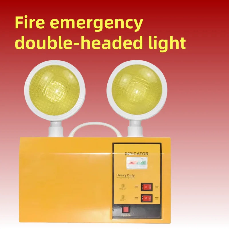 Dual-Head LED Emergency Light | Auto Wall-Mount Safety Lamp
