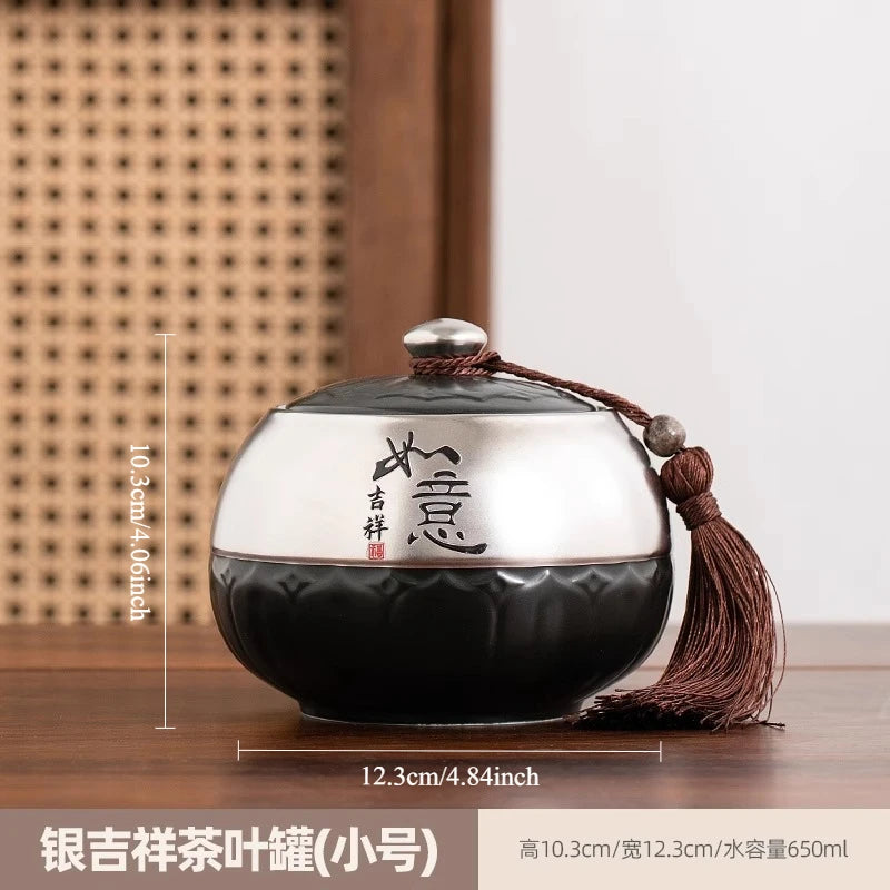 Chinese-style Sealed Tea Canister for Storing Tea Ceramic Tea Storage Canister Coffee Container Oasis Select small