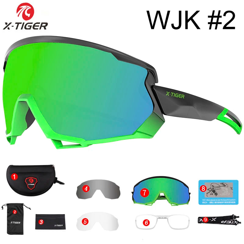 X-TIGER Bike Polarized Sports Sunglasses with 5 Interchangeable Lenses for Mens Womens Baseball Running Fishing Cycling Eyewear Oasis Select X-YJ-WJK02-3