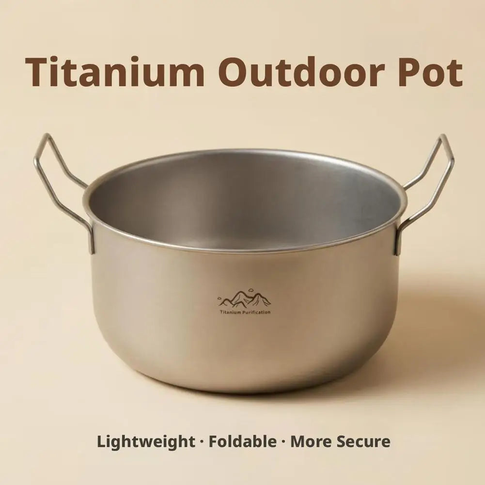Ultralight Titanium Camping Pot – Foldable, 2-3L Backpacking Camping Cookware Oasis Select