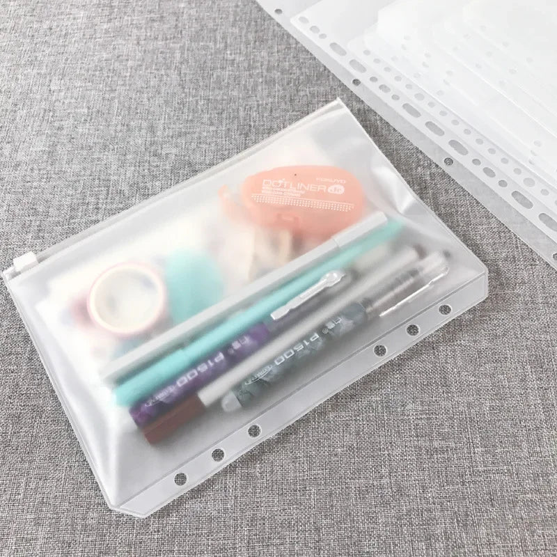 A5/6/7 Transparent Loose Leaf Binder Notebook Cover Zipper Bag Note Book Journal Planner Accessories Stationery Supplies New Oasis Select