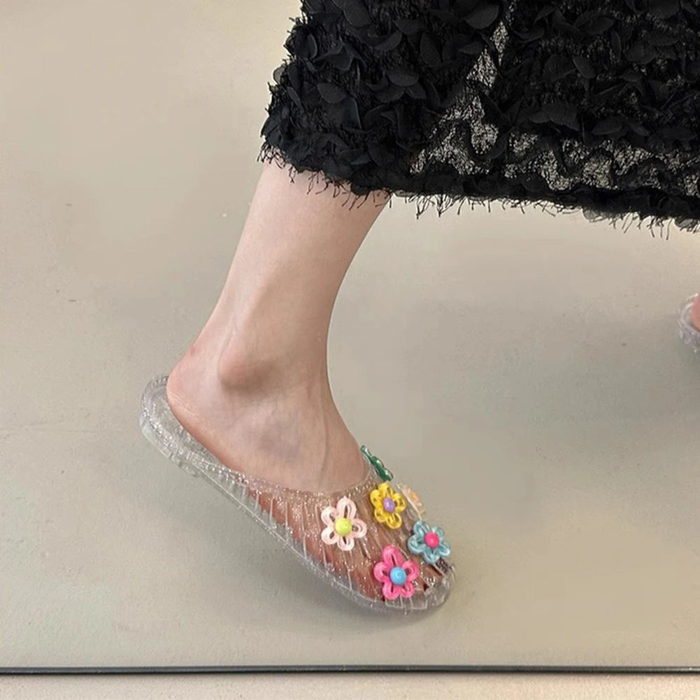 Crystal Hollow Slippers – Anti-Slip Flat Jelly Beach Slides