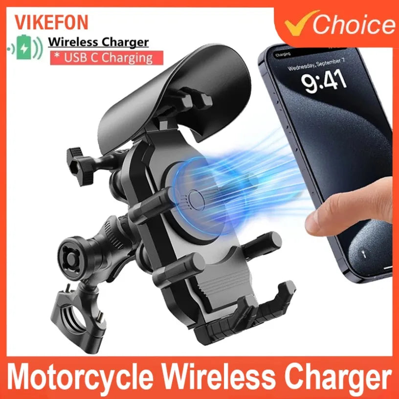 Fast Charging 15W Wireless Charger Shockproof Motorcycle Phone Holder 18W USB & 30W Type C Motorbike Bicycle Bike Scooter Stand Oasis Select