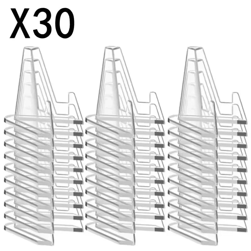 30/10PCS Triangular Card Display Stand Mini Acrylic Idol Photo Picture Holder Stands for Coin Sports Trading Cards Display Racks Oasis Select 30Pcs