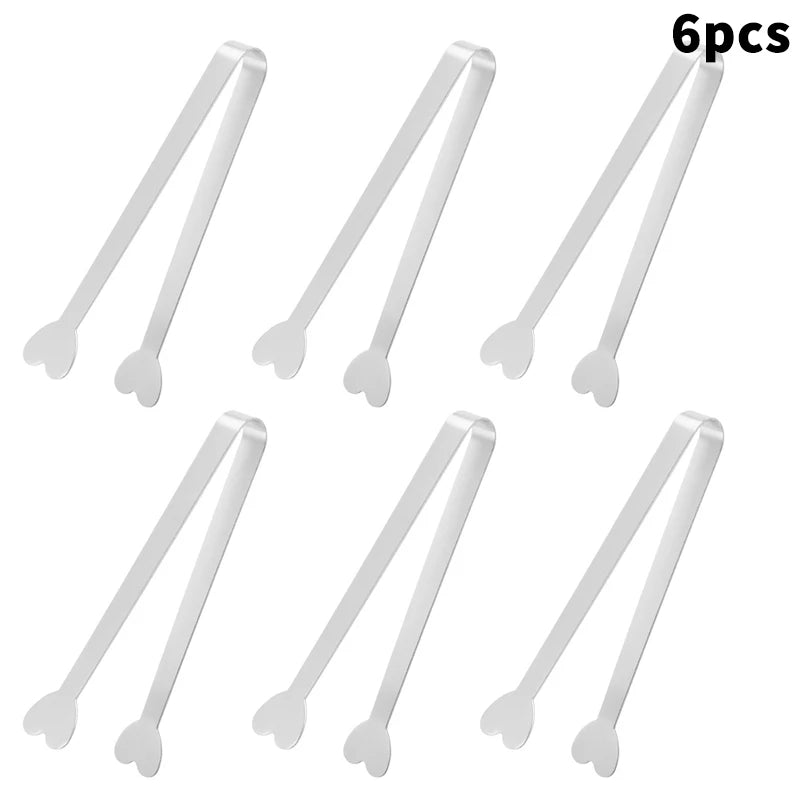 Heart Shaped Mini Tongs – Stainless Steel Food Serving Clamps