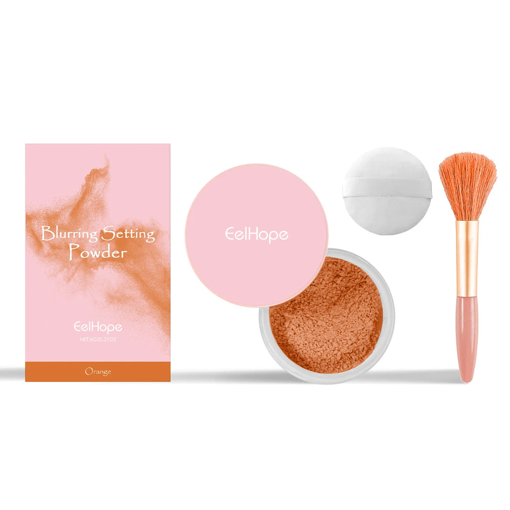 Eelhope Blurring Setting Powder – Matte Oil Control 6g Loose Setting Powder Oasis Select Orange with Brush