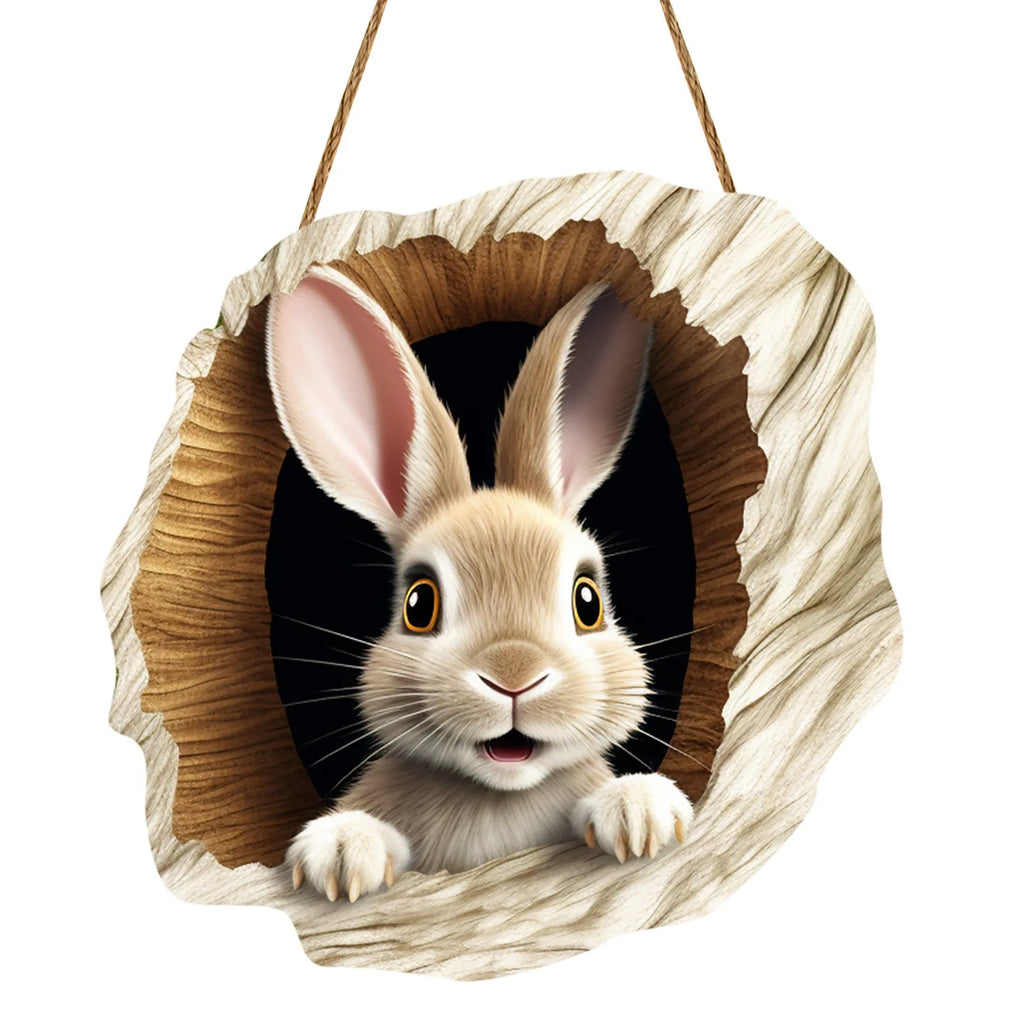 Rustic Wooden Easter Bunny Door Sign – Welcome Plaque Hanging Holiday Door Decor Oasis Select Rabbit 5 spain