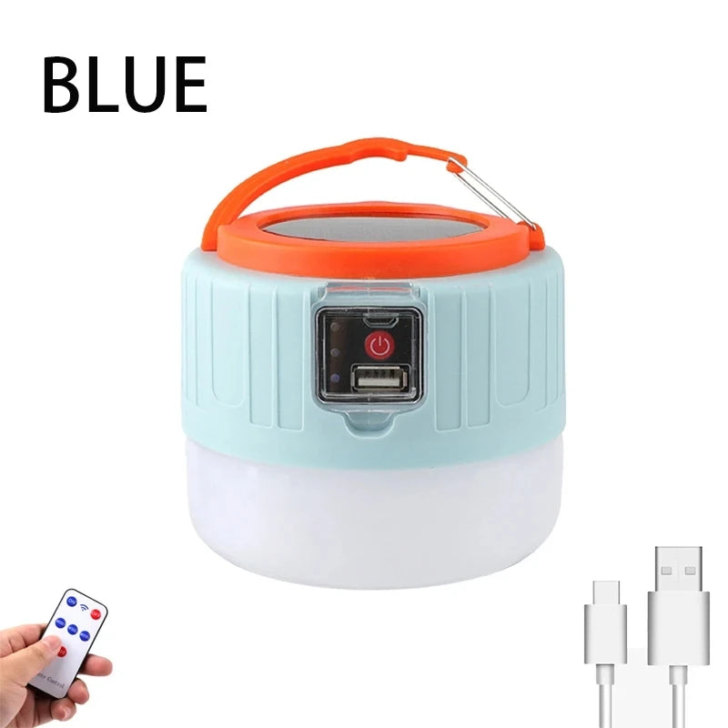 Powerful USB Rechargeable LED Camping Lights Built-in Battery Outdoor Camping BBQ Tents Hanging Lantern Emergency Power Bank Oasis Select BLUE