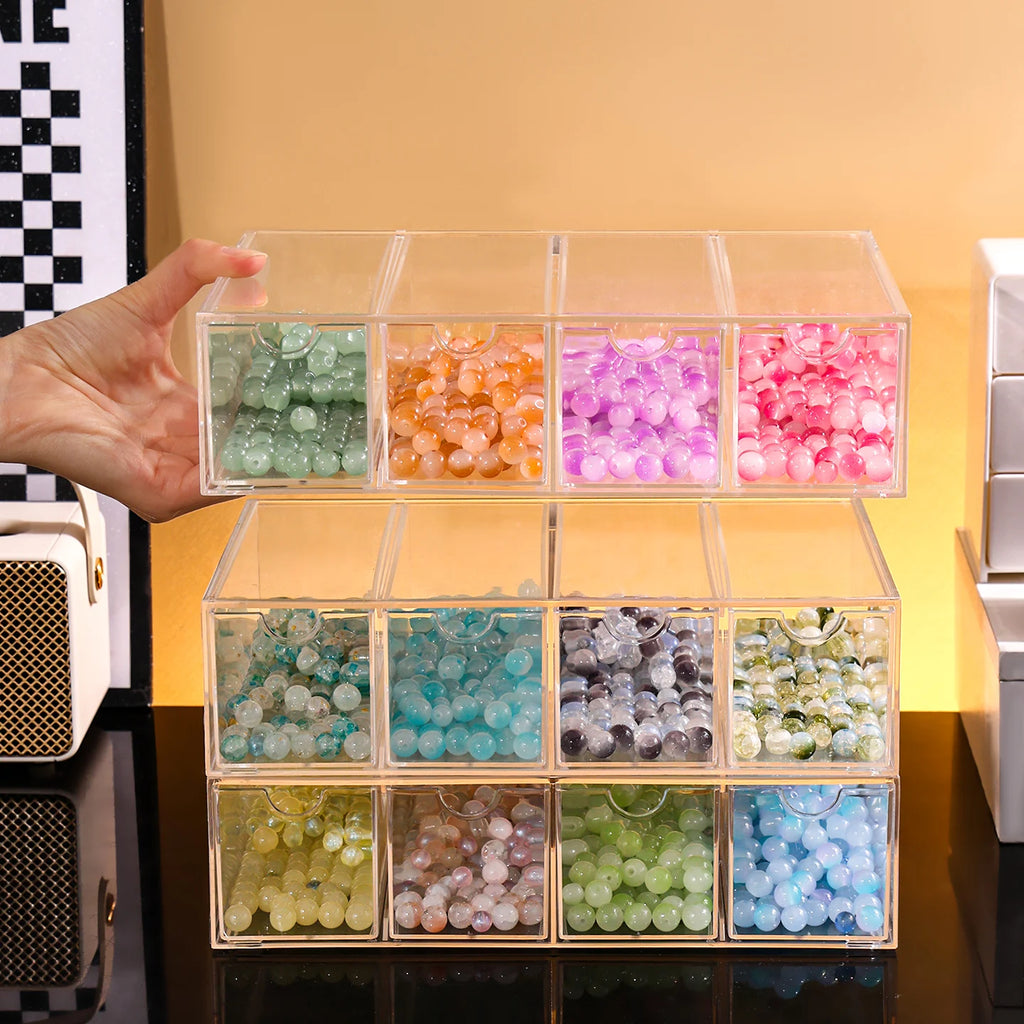 1pc Desktop 1-Layer 4-Panel Bracelet Organizer Suitable for Jewelry, Hair Accessories, Drawer Style Storage Box, Durable Plastic Oasis Select