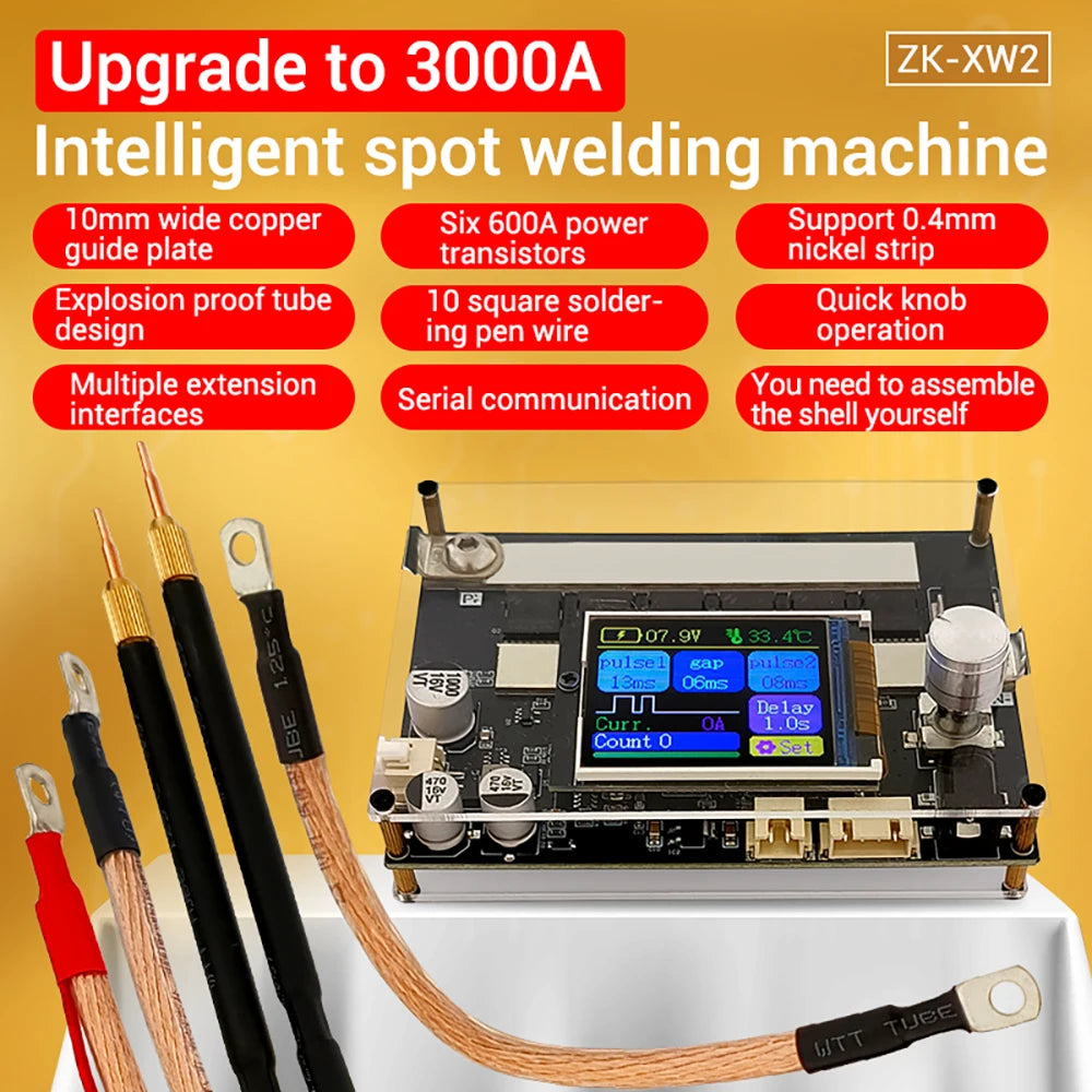 ZK-XW2 Portable Spot Welder DIY Accessories LCD Digital Power Adjustable Spot Welding Pen Dual Pulse Upgrade 3000A Oasis Select Default Title
