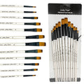 Flat Paint Brushes Set, 12Pcs Nylon Paintbrushes for Acrylic Watercolor Oil Gouache, Craft Detail Face Body Painting Artist , Pa Oasis Select 12 White Flat