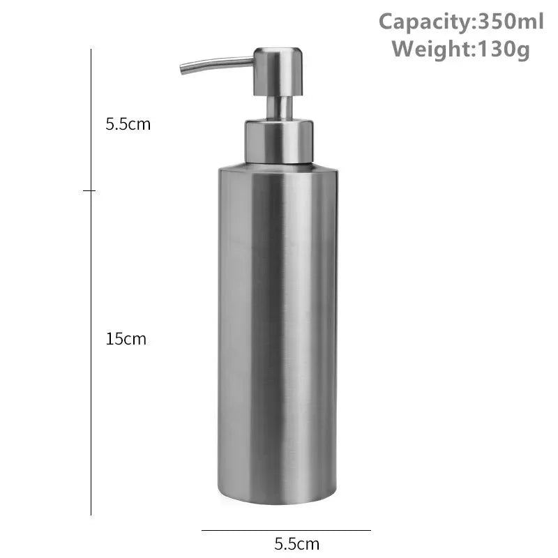 Liquid Soap Dispenser Bottle Gel Bottle 304 Stainless Steel Silver Rose Gold Lotion Pump Hand Soap Kitchen Bathroom Dispenser Oasis Select 350MLsilver