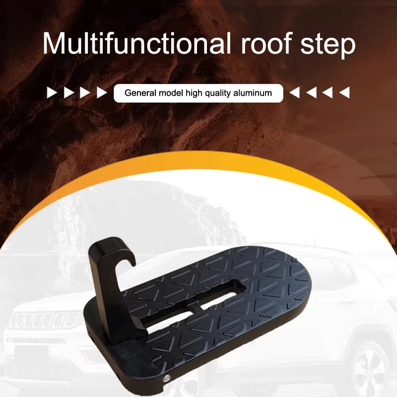 Foldable Car Door Step With Safety Hammer & Anti-Skid Wheel - Durable Aluminum Alloy Multi-Functional Roof Rack Hook Oasis Select