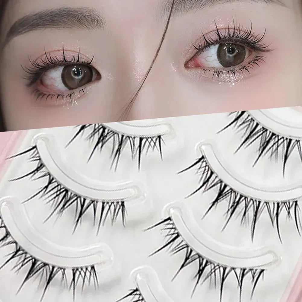 5 Pairs 3D Volume Natural False Eyelashes, Thin Band One-Piece Lashes, Easy to Apply for Daily & Party Makeup Oasis Select