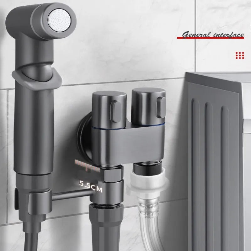 Toilet Cleaning Bidet Toilet Sprayer Set Water Portable Handheld Bidet Sprayer Shower Double Outlet Angle Valve Accessories Oasis Select