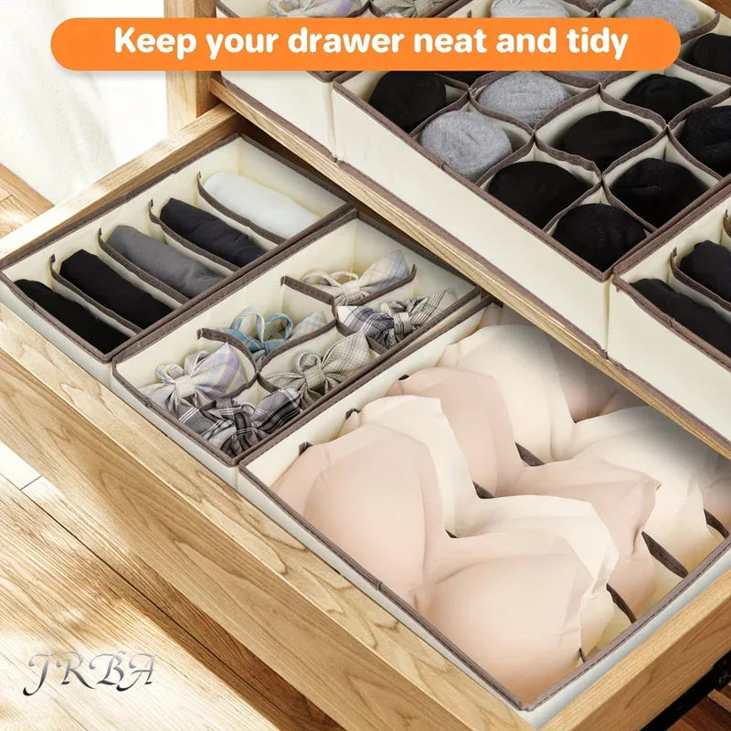 1pc Fabric Storage Box with 24 Compartments - Foldable Stackable Organizer for Socks Ties Underwear Space-Saving Drawer Divider Oasis Select