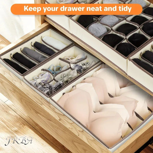 1pc Fabric Storage Box with 24 Compartments - Foldable Stackable Organizer for Socks Ties Underwear Space-Saving Drawer Divider Oasis Select