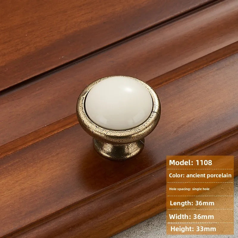 Antique Bronze Ceramic Zinc Alloy Cabinet Handles Drawer Knobs Morning Glory European Style Wardrobe Door Furniture Oasis Select 1108-