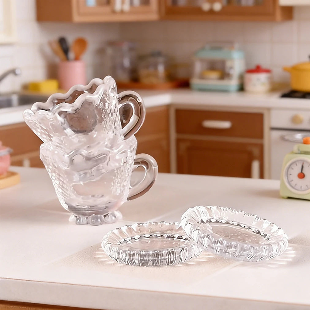 2/4/6 Sets Clear Miniature Coffee Cup Set – For Dollhouse, Micro Landscapes & Fairy Garden Tea Party Tabletop Displays Oasis Select