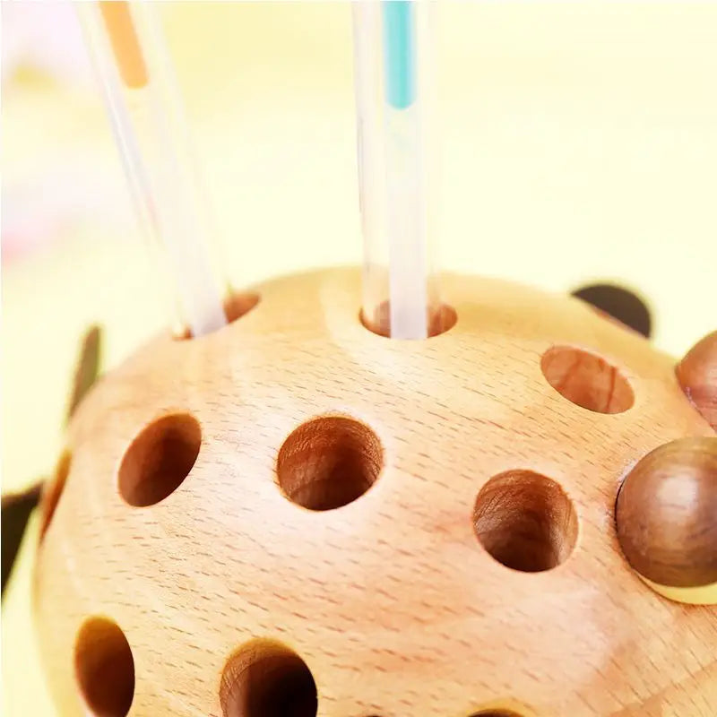Pufferfish Solid Wood Children's Pen Holder Storage and Organization Desk Decoration Cartoon Cute Student Oasis Select